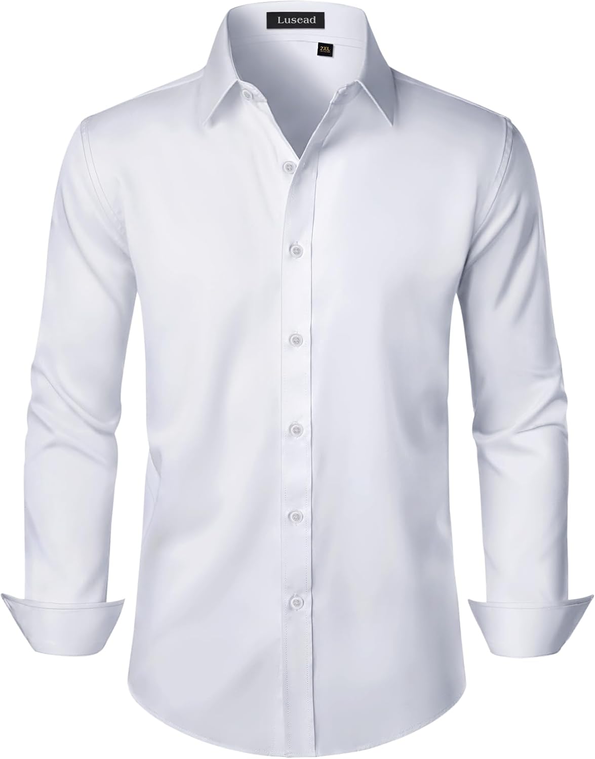 Men's Dress Shirts Long Sleeve Stretch Wrinkle Free Slim Fit Wedding Formal Button Down Shirt